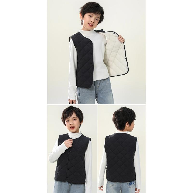 Kids Thickened Warm Padded Sleeveless Cardigan Vest For Boys And Girls