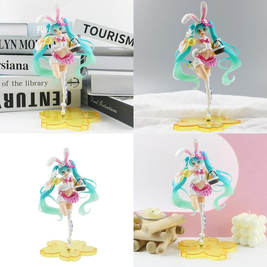 Hatsune Miku Figure Rabbit Ears Spring Ver. Pink Pvc Ornament Gift Collectible 23cm