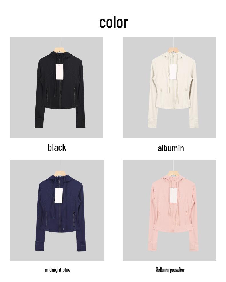 Felpa con cappuccio sportiva corta da donna con zip, cardigan aderente per yoga e corsa