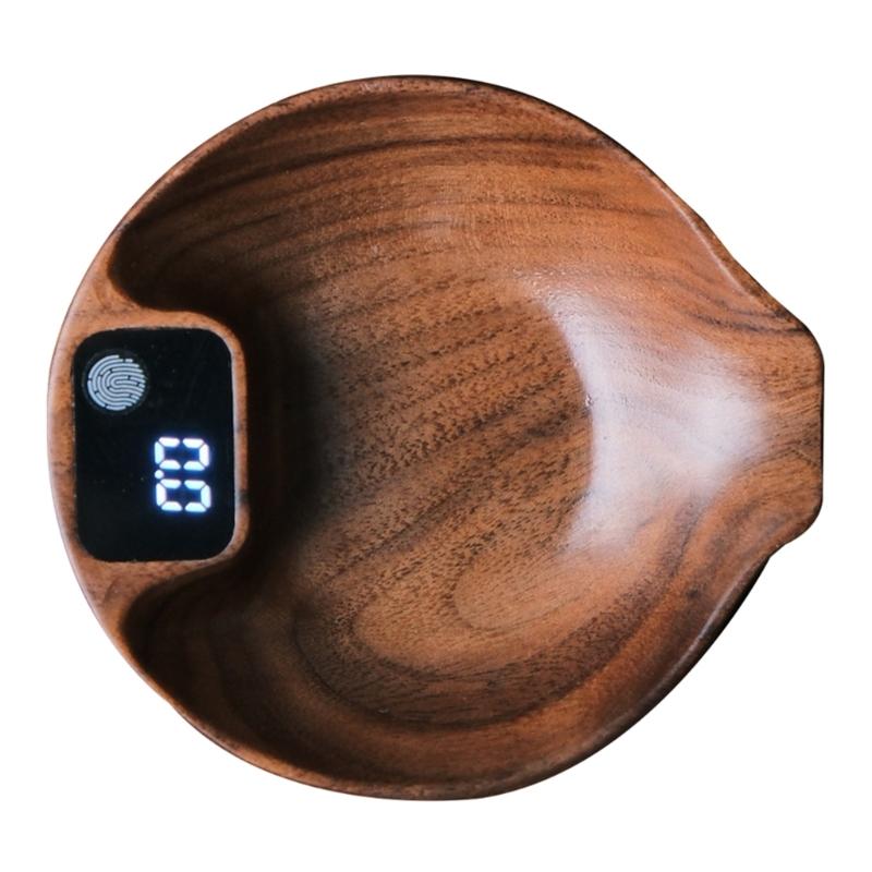 Elegant Wood Digital Coffee Scale Rechargeable Electronic Espresso Weigher Portable Walnut Kitchen Weighing Scale