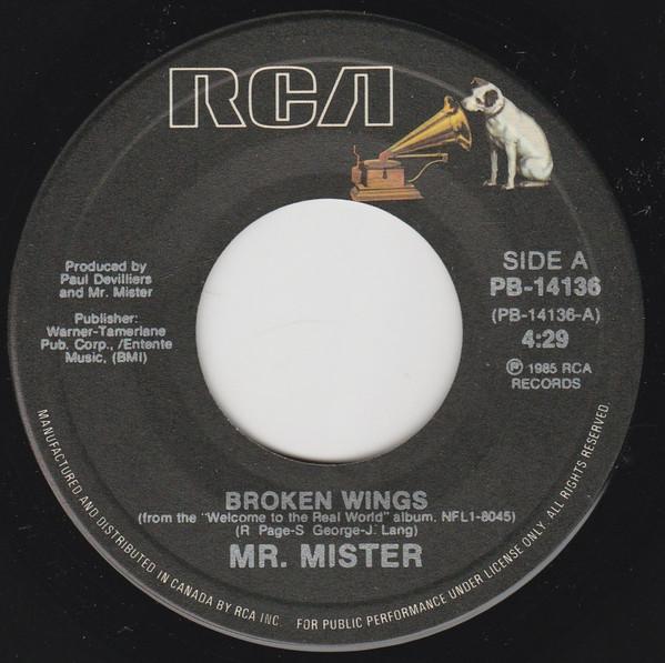 

7inch Record MR. MISTER - Broken Wings PB14136 RCA 1985 Canada Rock Used