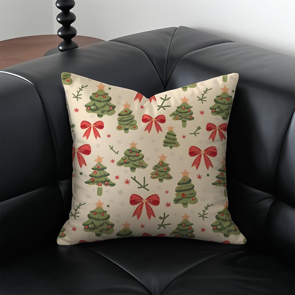 CChristmas Tree Cushion Cover Pillow Case Antidustmite Invisible Zipper Silky Plush Cushion