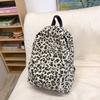 Corduroy Leopard Backpack Teenagers School Bag Large Capacity Fashion Students Bookbag Stylish Shoulder Backpack Travel Rucksack