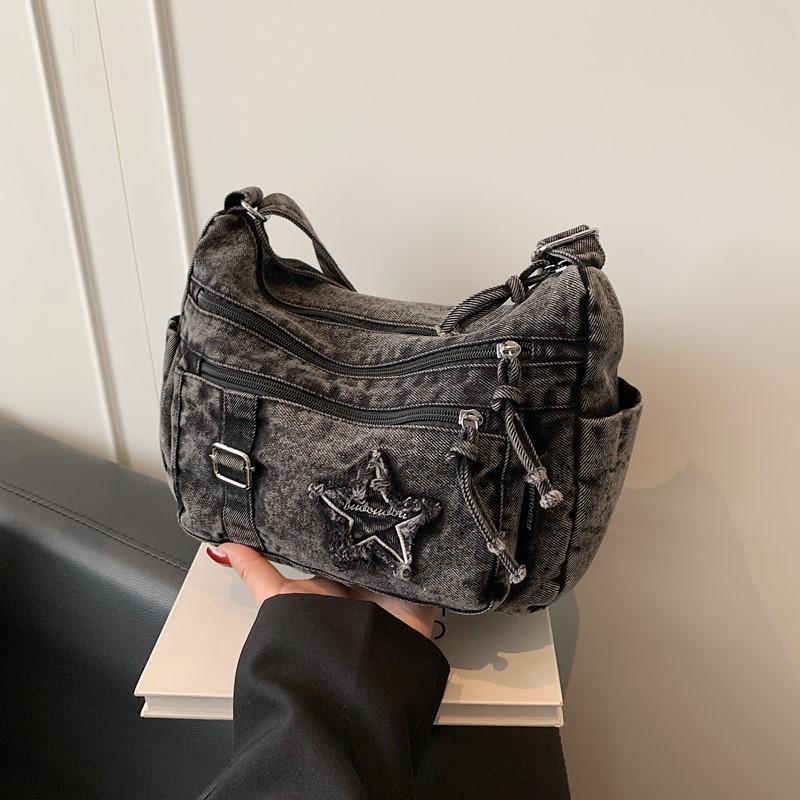 Ledig Ny Mode Denim Damväska Dam Handväskor Axel Messenger Väska Jeans Dam Axelväskor Dam Tygväska Cowboyväskor