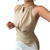 Sleeveless Halter Neck Waist Tie Short Top for Women Summer Casual Blouse Lightweight Soft Fabric Stylish Fit