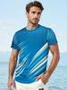 Camiseta de Natação Masculina de Secagem Rápida | Gradiente Azul Turquesa e Branco, Manga Curta, Camiseta Esportiva que Absorve a Umidade, Adequada para Natação, Fitness,