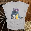 Funny Chill Cat T-Shirt: Blue Cat with Sunglasses Graphic Tee