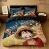 Pościel z nadrukiem One Piece Zestaw kołdry Poszewka na kołdrę Poszewka na poduszkę Domowy prezent urodzinowy(1 * poszwa na kołdrę + 2 * poszewki na poduszki, bez rdzenia)