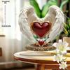 Angel Wings Heart Tabletop Decor - Romantic Acrylic Home Decoration with Golden Halo and Red Heart, Perfect for Valentine'S Day, Weddings, and Party T