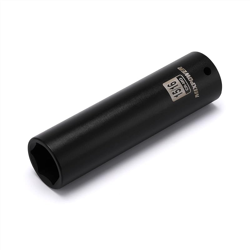 MIXPOWER 1/2" Dr. x 3/4-inch Extra Long Deep, 6 Point Impact Socket, Cr-Mo Alloy Steel, Radius Corner Design, Dual Size Markings, 5 inch Length