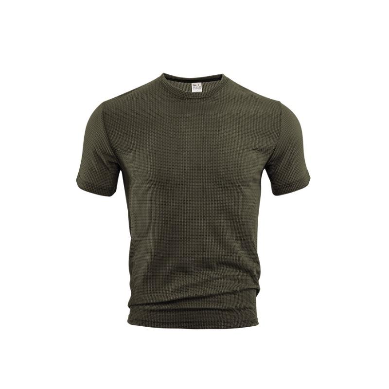 

Летняя тонкая спортивная повседневная свободная дышащая быстросохнущая футболка с коротким рукавом из пенопластовой марли для мужчин XXXL зелёный