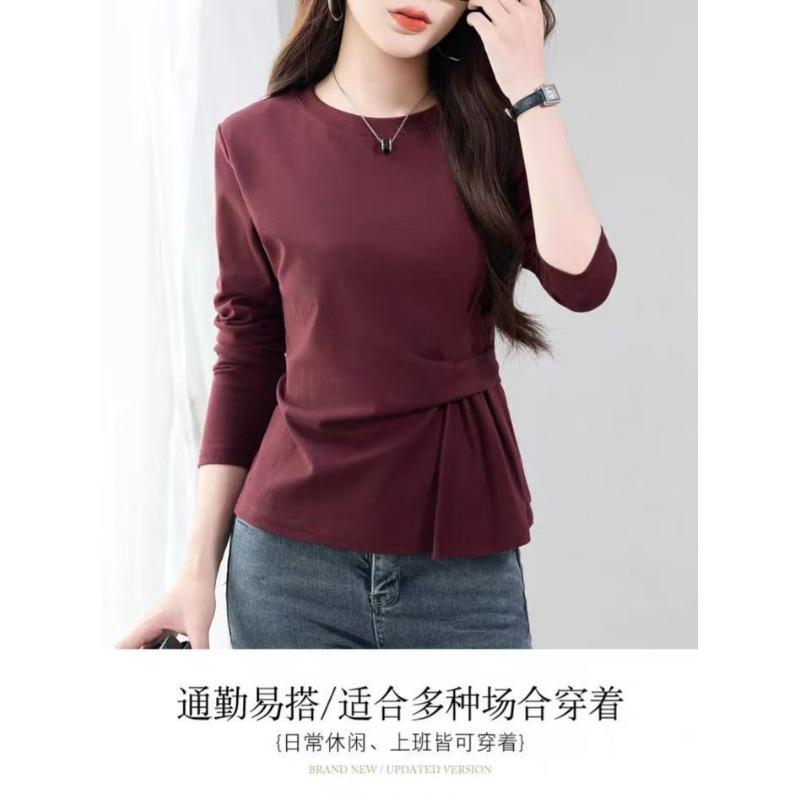 Women S Oversize Long Sleeve Round Neck T Shirt Slim Fit Autumn Top