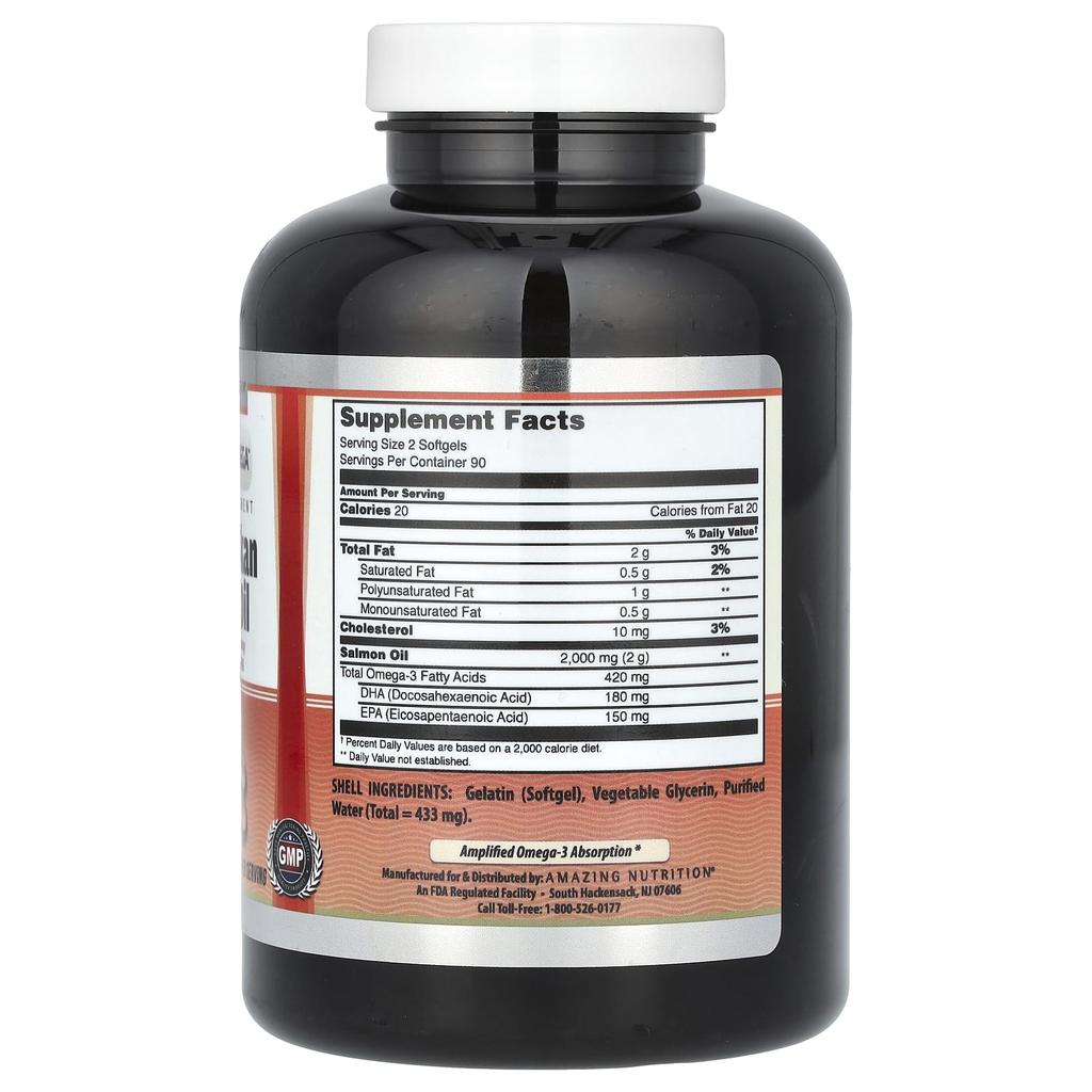 Wild Alaskan Salmon Oil, 180 Softgels (1,000 per Softgel)