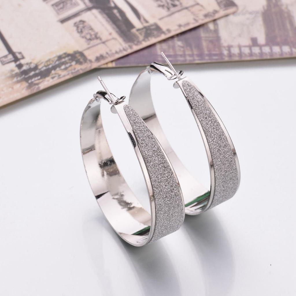 Exaggerated Matte Large Hoop Earrings - Trendy Hip-Hop Metallic Style