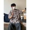 2024 Spring New Checkered Shirt Men'S Long Sleeve American Retro Trendy Brand Pique Handsome Loose Shirt Coat