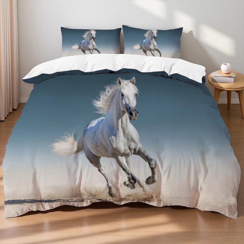 Horses Printed Bedding Set Twin Full Queen King Duvet Cover Comforter Cover Set Soft Quilt Pillowcase Animals Bed Linen For Gift
