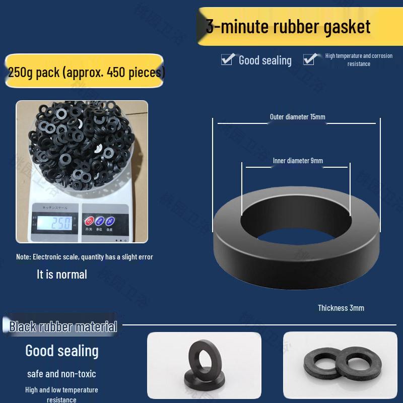 Rubber Flat Washer Set: Waterproof Pads for Shower Hoses and Faucets - Sizes 3/8", 1/2", 3/4", 1