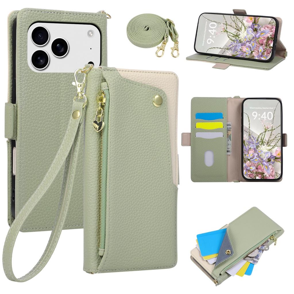 Card Slots Zipper PU Leather Wallet Case Flip Phone Case for IPhone 18 17 16 15 14 13 12 11 Pro Max Plus 17E Lanyard Purse Cover
