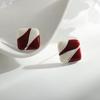 Ankara Red Color Blocked Square Elegance Stud Earring for Women Korean Sweet Ear Wedding Party Jewelry