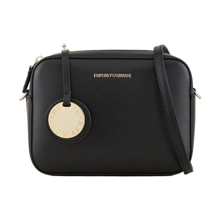 Emporio Armani Palmellato Ritssluiting Camera Tas Dames Schoudertas Zwart Y3B092-YH15A-81386 Basic Set (Bag+Dust Bag)