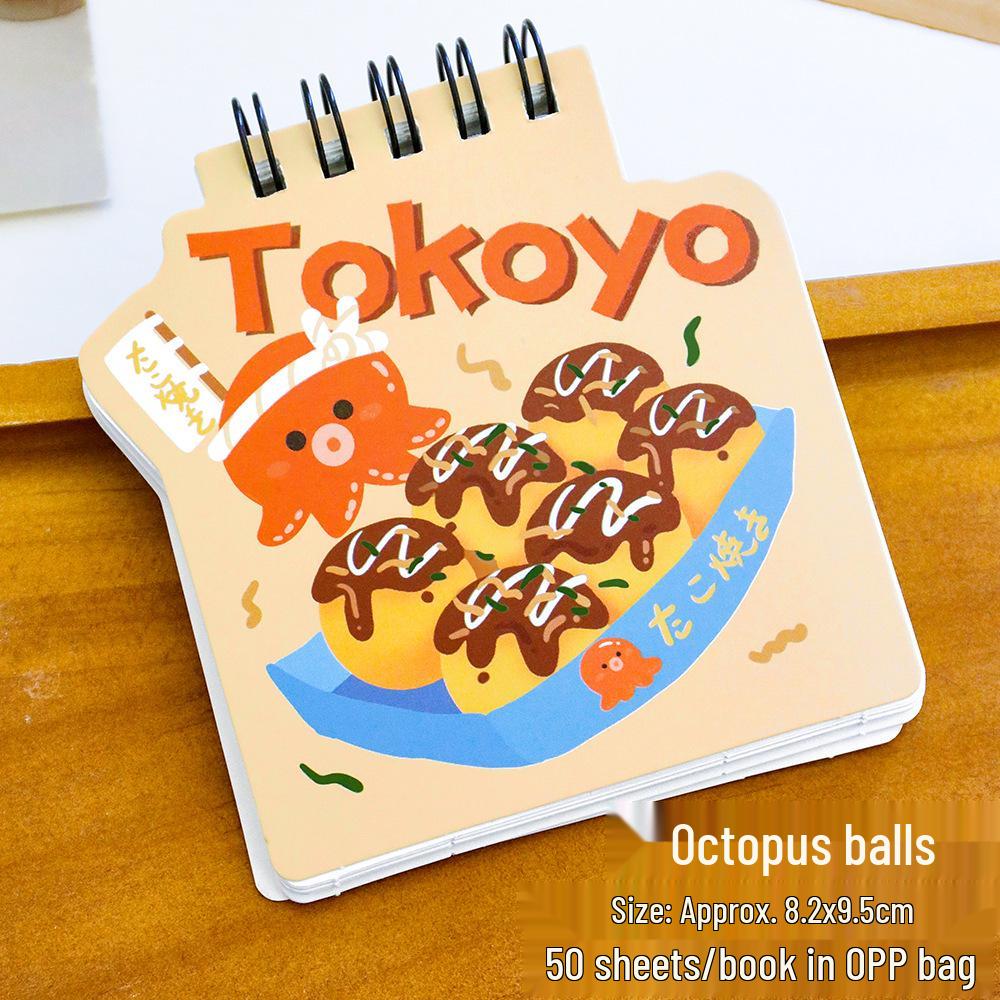 Cute Cartoon Snack Toy Flip Coil Pocket Notebook: Irregular Blank Student Stationery