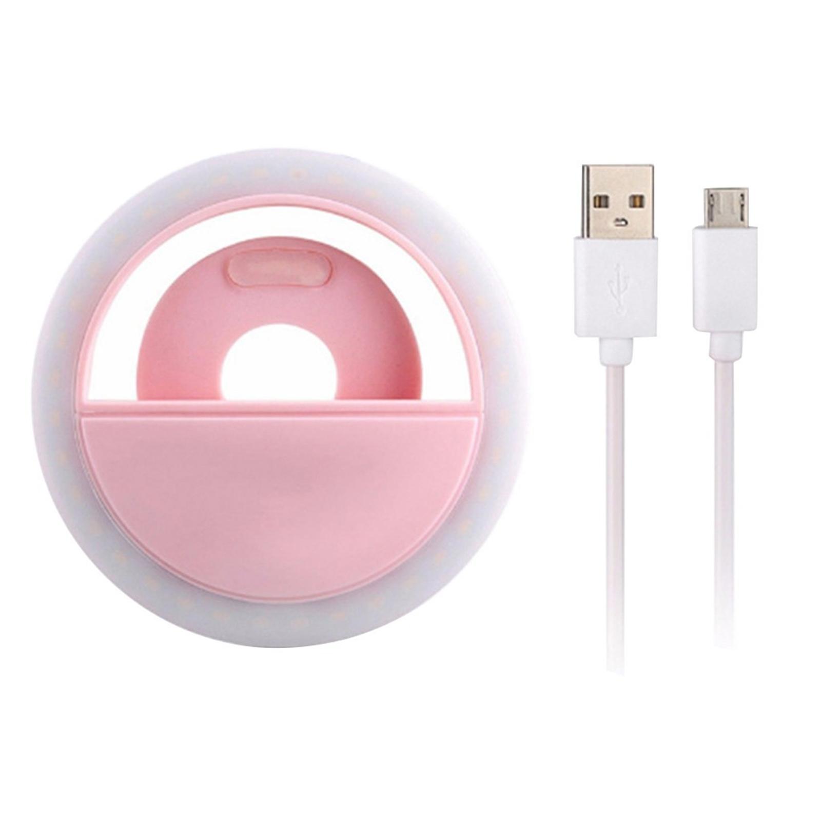 

Adjustable LED Ring Light with Three Brightness Levels USB Rechargeable Clip-On Selfie Light for Mobile Photography Video Streaming One Size