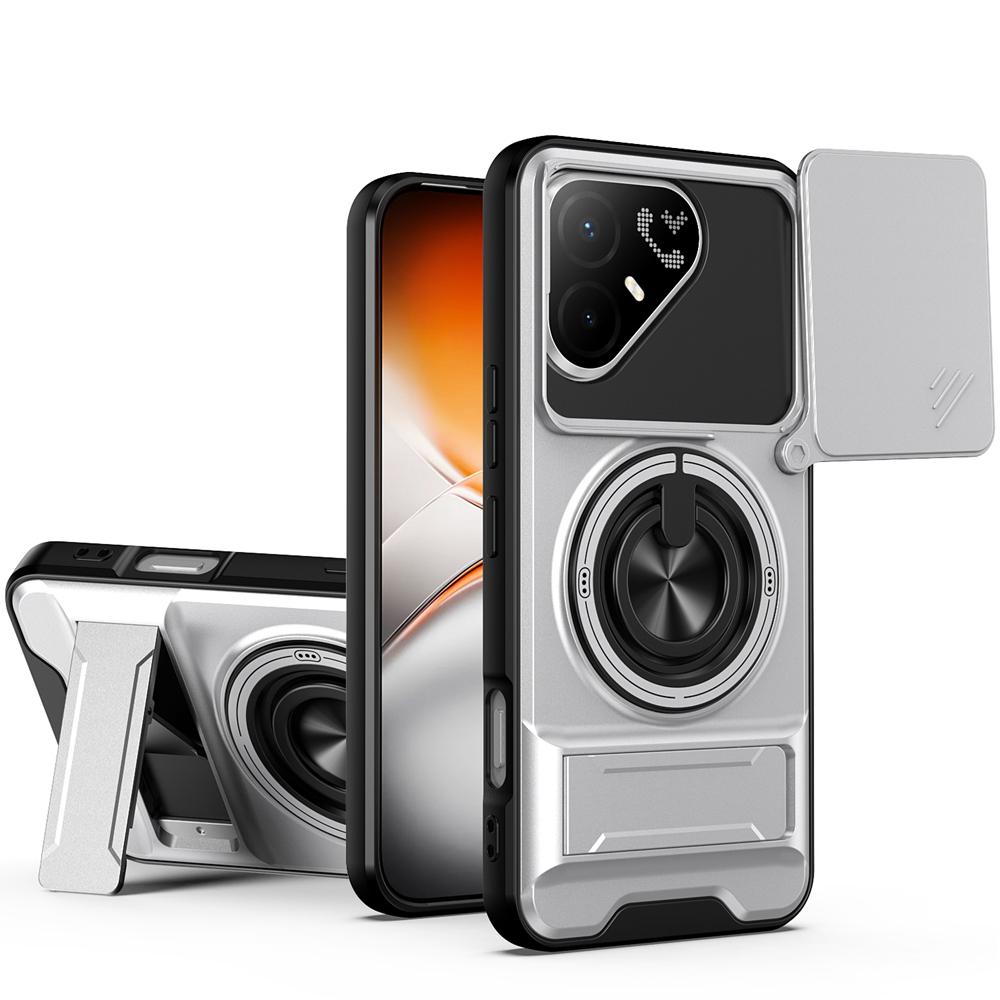 KEYSION Magnetic Phone Case for TECNO Pova 8 Pro 5G Slide Camera Protection Upright Kickstand 360° Ring Shockproof Back Cover
