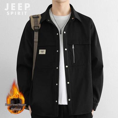 JEEP SPIRIT Herr Långärmad Casual Arbetskjorta Jacka