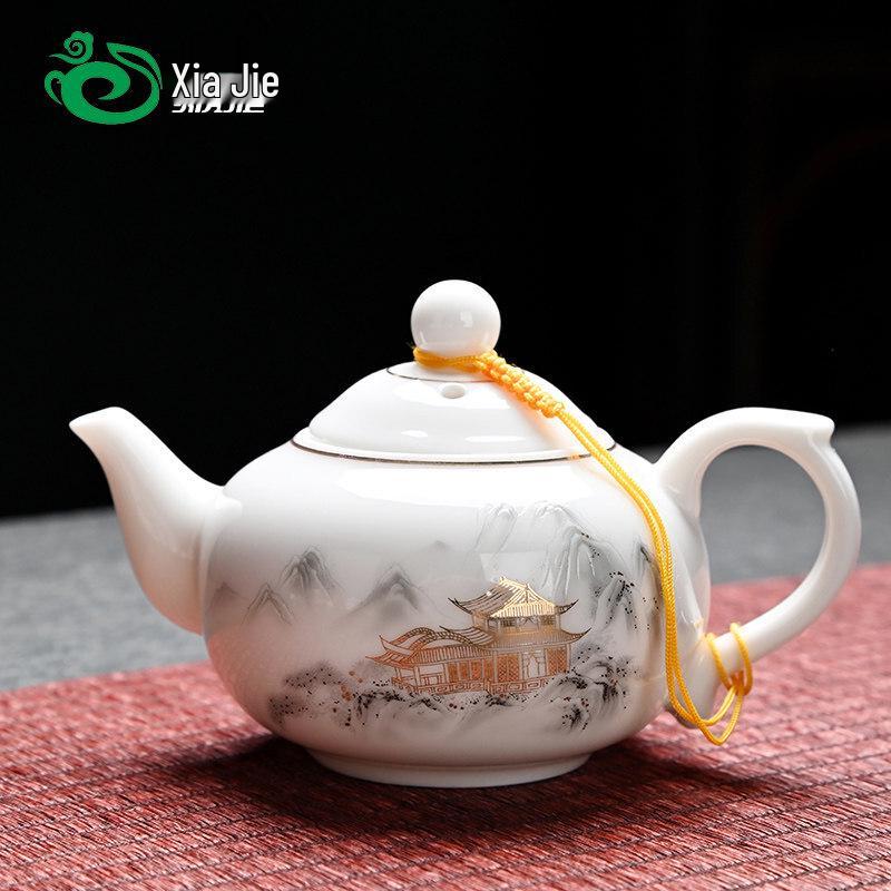 ZISIZ Mutton-Fat Jade Style Tea Infuser Teapot