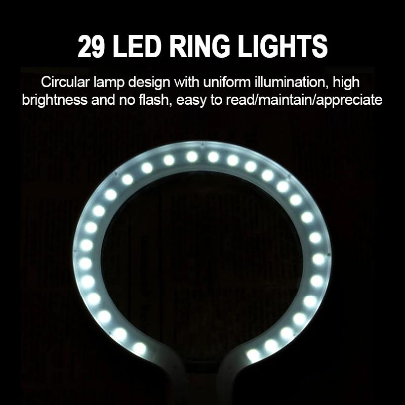 10x 25x Usb Rechargeable Illuminated Magnifier Handheld Magnifying Glass With 29 Led For Reading Jewelry Maintenance