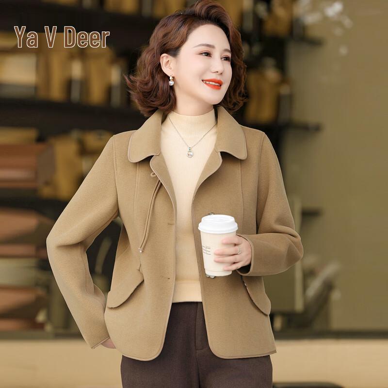 Yalu Mid-Aged Women s Spring Autumn Wool Blend Jacket 4XL