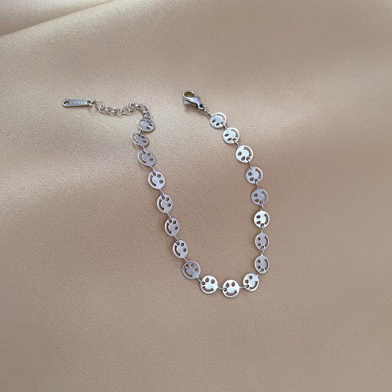 Titanium Steel Dongdaemun Personality Minimalist Smiley Face Personality Chain Bracelet Female Retro Girlfriend