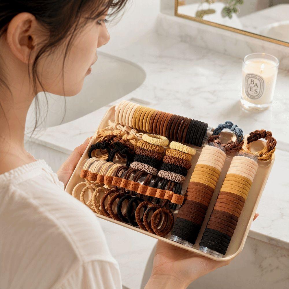 137Pcs High Elasticity Hair Bands Seamless Design Ponytail Holders Hair Ties Ponytail Styling
