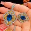 Jewelry Simulation Blue Spinel Retro Court Style Jewelry Set 12 * 16-10 * 12