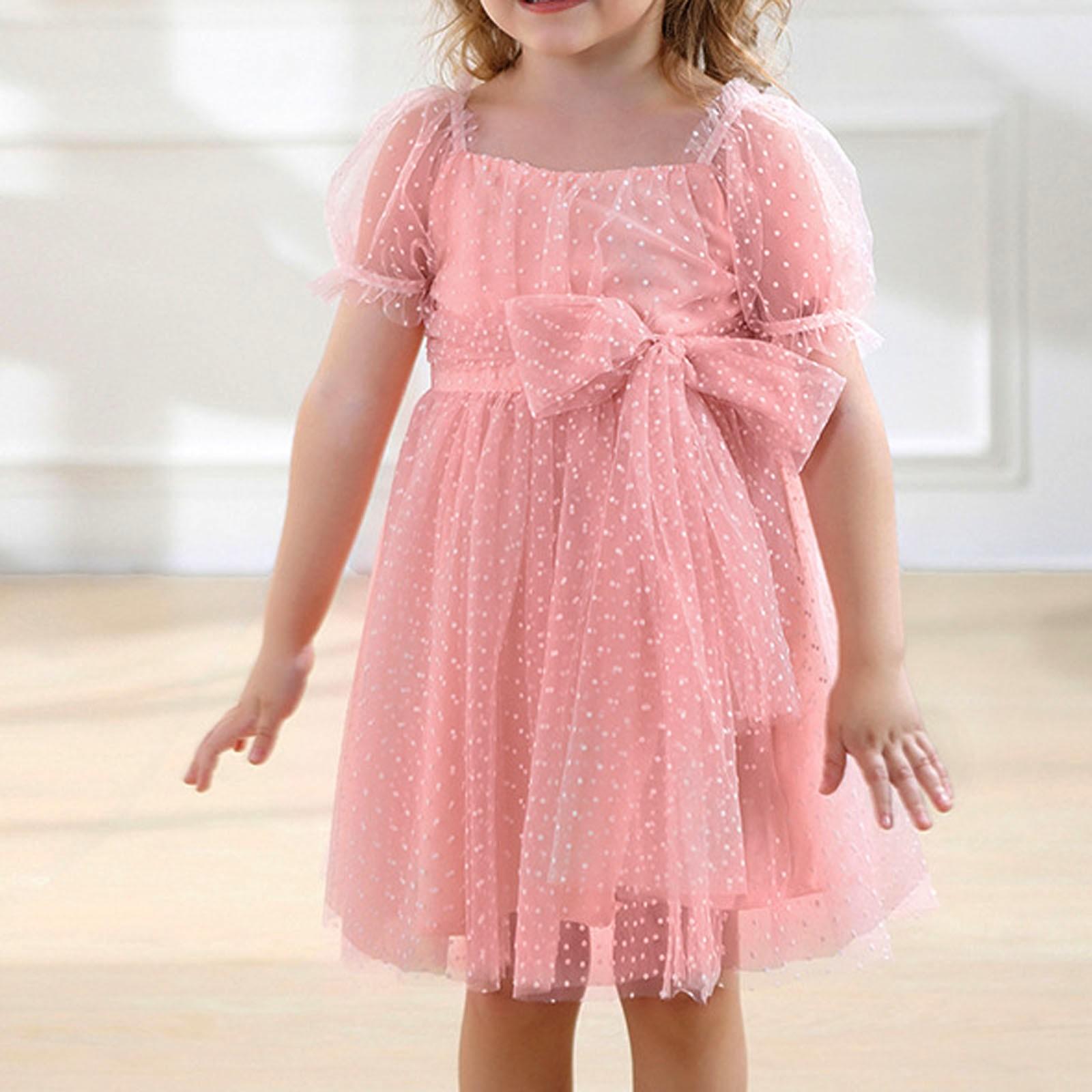 

Детское модное платье принцессы с пышными рукавами, сетчатое платье 100 розовый