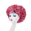 Satin Ribbon Round Silk Sleep Cap with Bowknot: Wide Brim Hair Care and Bath Hat