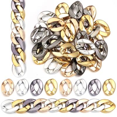 10pcs/bag Plated Acrylic Twisted Buckle Link Chain Connector For Jewelry Making  Bracelet Necklace Handbag Chain Accessories