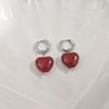 Punk Red Peach Heart-shaped Pendant Earrings for Women Simple Geometric Circular Ear Buckle Fashion  Accessories Gift