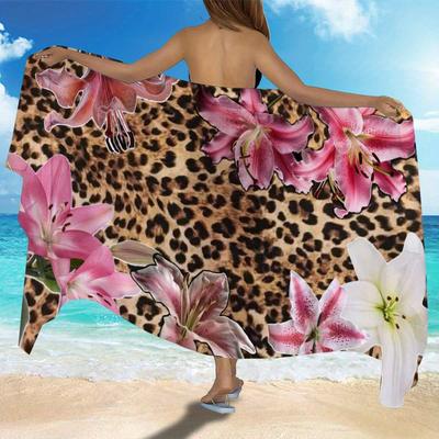 Pareo Rosa com Estampa de Leopardo para Praia, Grande Secagem Rápida Absorvente para Viagem Acampamento Verão