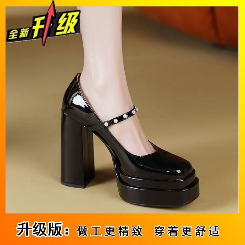 Versatile Fashion Small Thick Heel Waterproof Table High Heels Single Shoes Women's 2025 New Square Head Mary Jane Women's Shoes