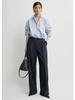 Longmei Women's Striped Pure Cotton Shirt, Spring-Summer 2026, Simple Commute Style with Lapel and Long Sleeves