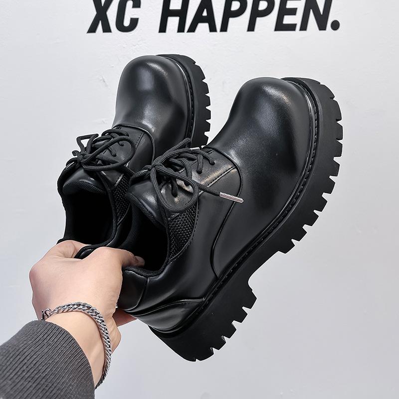 Paris Mickey big head derby shoes men's upturned head platform heightening leather shoes British commuter trendy men's shoes 15151-A