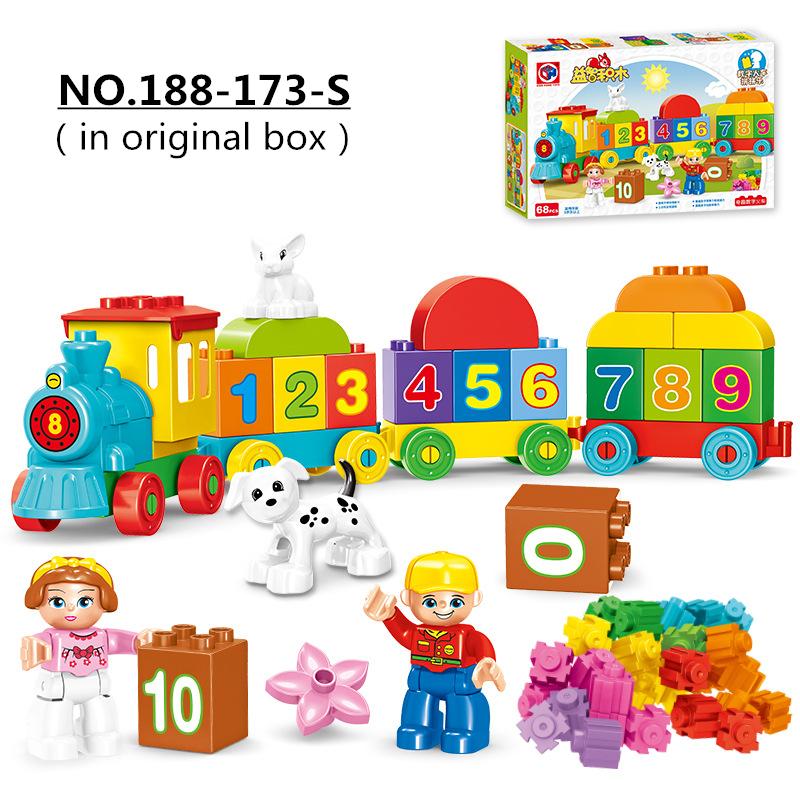 68 szt./zestaw Klocki z dużych elementów Kreatywny pociąg cyfrowy Kolorowe puzzle do wczesnej edukacji Zabawki dla dzieci Prezenty świąteczne