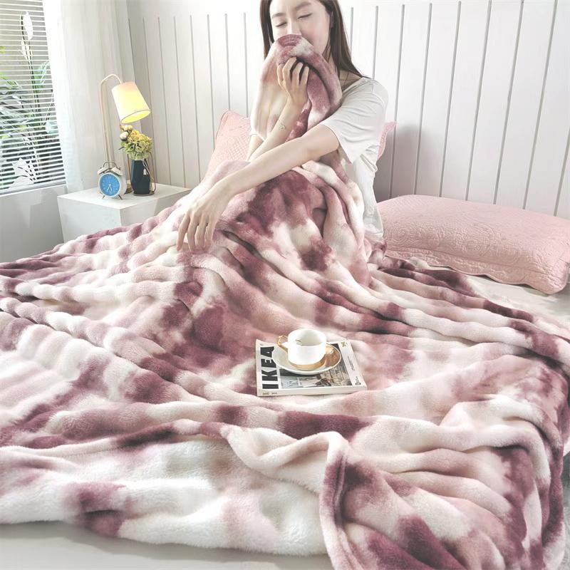 Tuscan Autumn Winter Warmth Blanket Thickened Keep Warm Flannel Sofa Blankets Soft Comfortable Bubble Fleece Nap Shawl Blanket