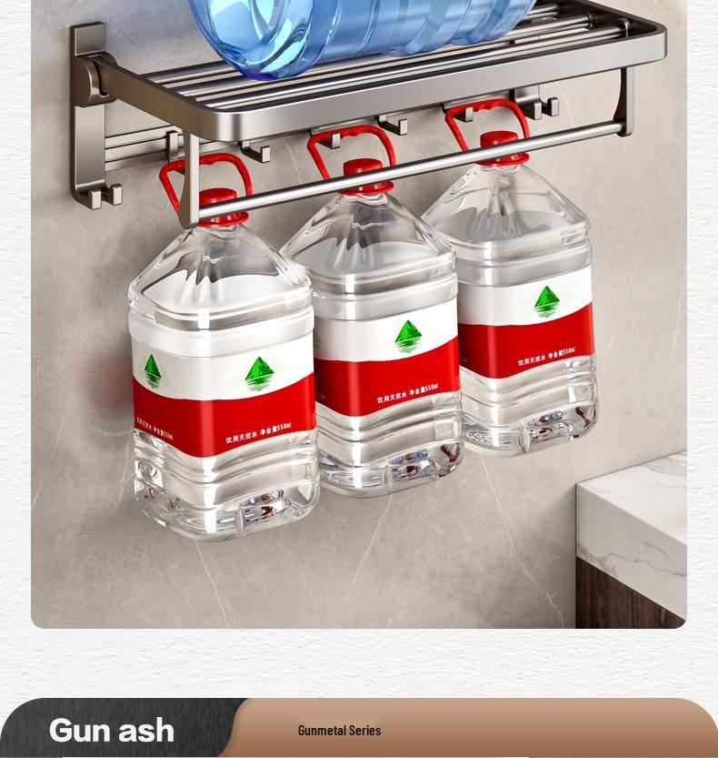 Gun Gray Punch-Free Space Aluminum Wall-Mounted Bathroom Towel Rack