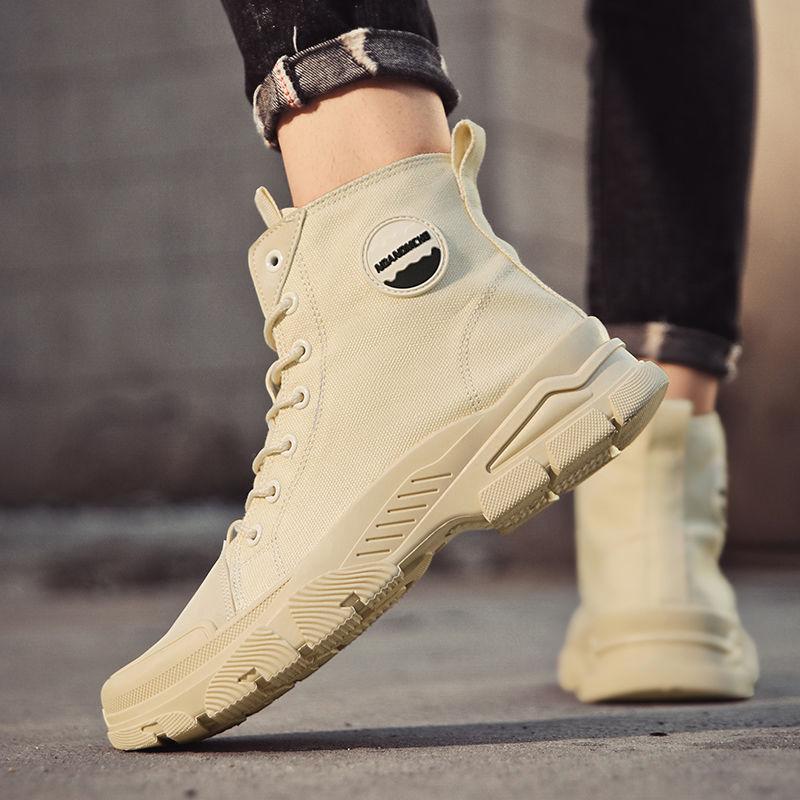 2026 New Arrival Men's Outdoor High Top Canvas Desert Boots Thick Sole Work Shoes Versatile Spring Autumn Fashion Lace Up