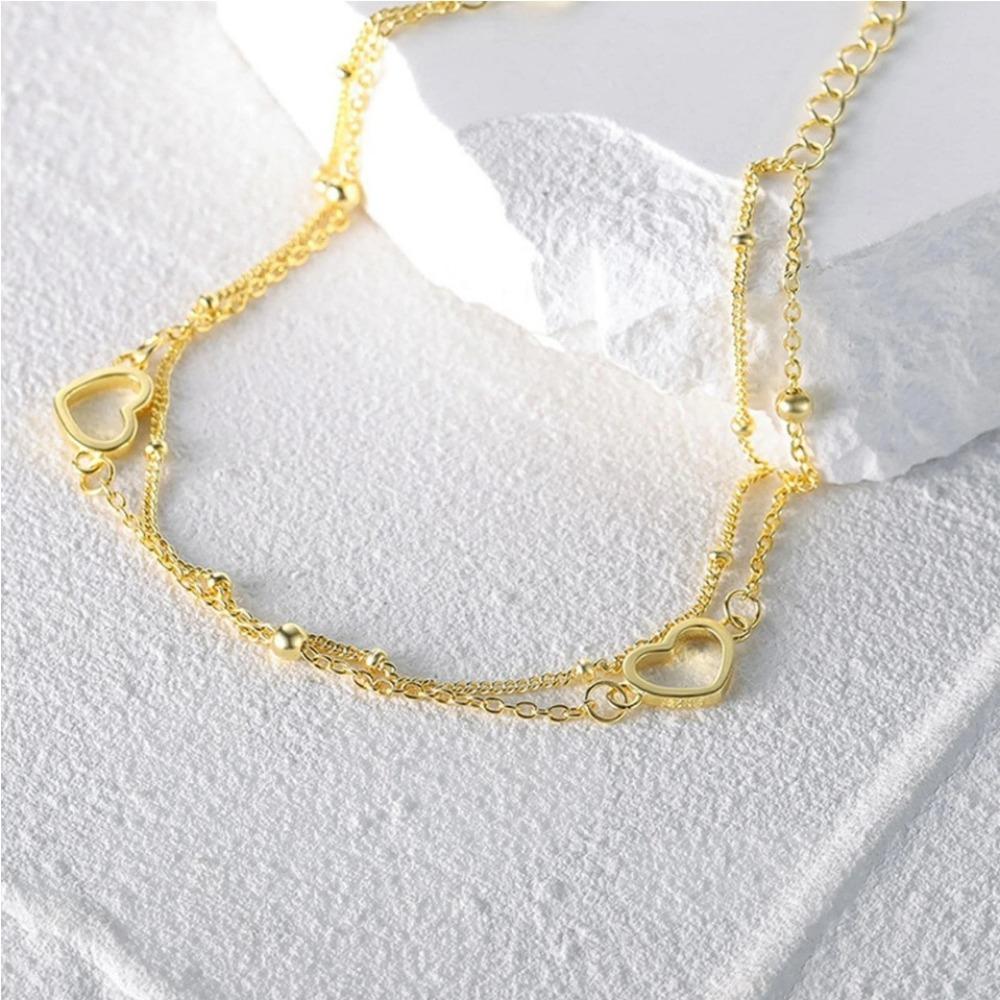 Love Heart Bracelets for Women Double Layer Matching Chain Bracelet Jewelry Gift
