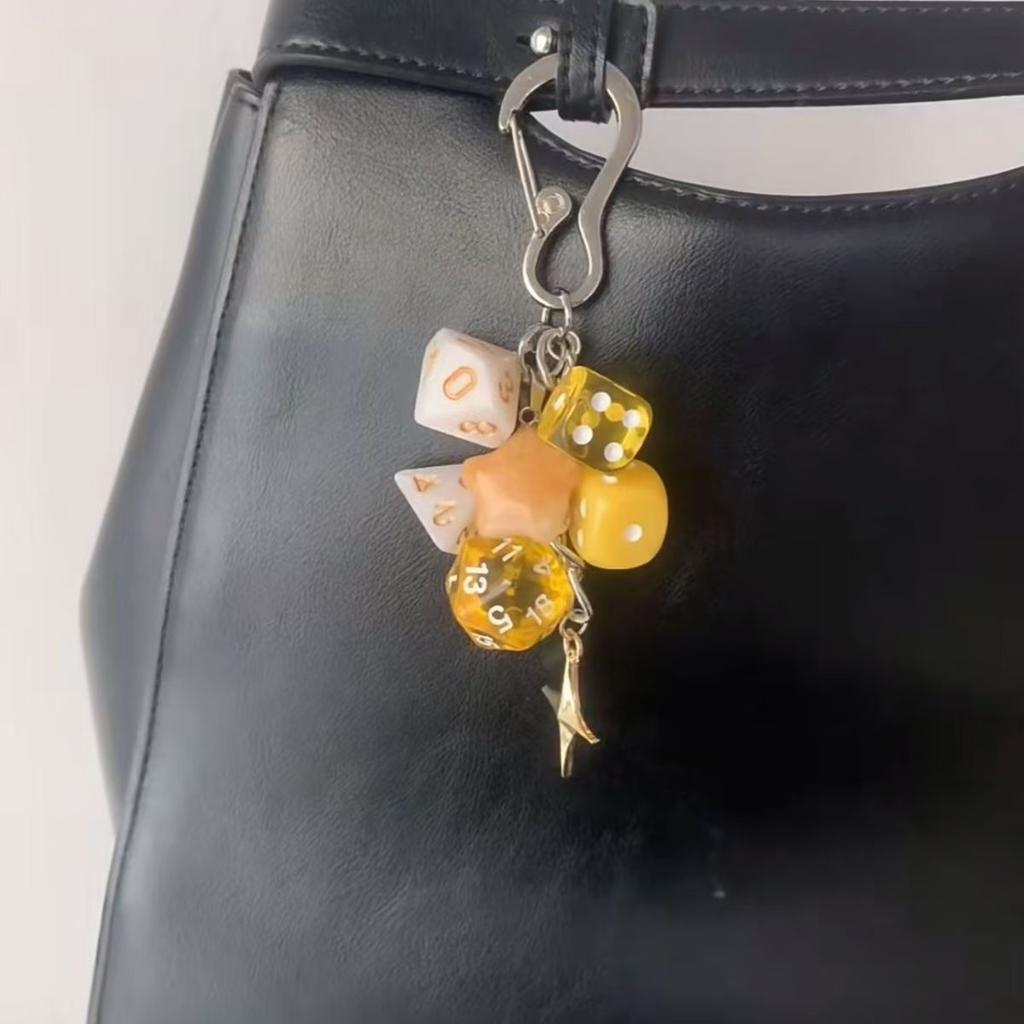 Ins Original Key Chain Good Luck Dice Multi Element Pendant Bag Decoration