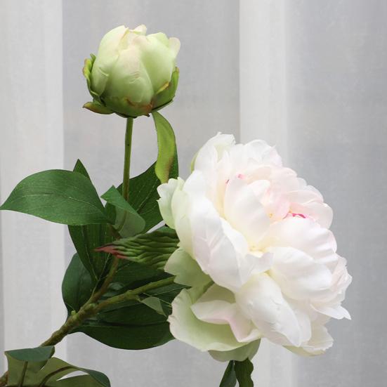 Künstliche Blumen 2-Köpfige Seidenpfingstrosenzweige Verstellbare Plastikstiele Realistische Adern Sanfter Farbverlauf Langlebig Haus Hotel Hochzeitsdekoration