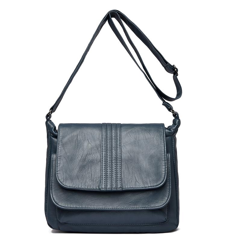 Women's Leather Crossbody Bag with Flap Closure Adjustable Strap Shoulder Bag for Daily